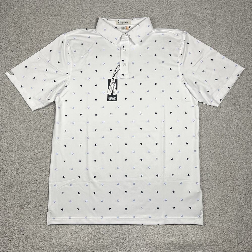 Straight Down Polo Shirt Mens M Jackpot All Over Print UPF 50 Performance AOP